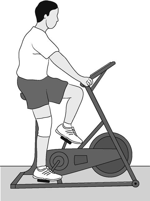 Man riding exercise bike